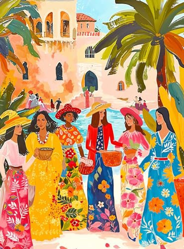 Saharan Sun: Fashion Under The Palms by Cross & Glory - 1000 Piece Moroccan Desert Jigsaw Puzzle, Eco-Friendly, Vibrant Colours, Ideal for Adult Puzzle Enthusiasts
