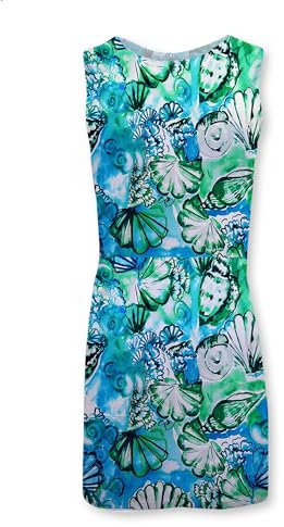 Banana Boat Ärmelloses bedrucktes Tankkleid für Damen, LSF 50+, Strandkleid, Blumenkleid, Sonnenkleid, Badeanzug für Frauen, Monaco Aqua, Large