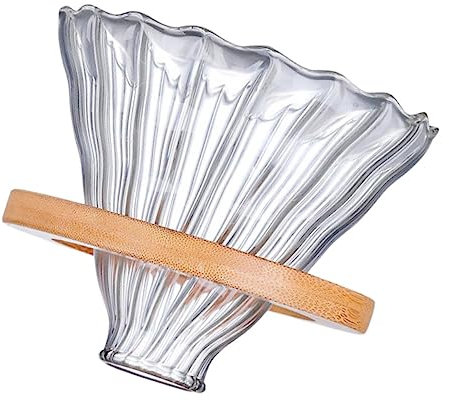 HOMSFOU Cafetière à Verser Manuelle En Verre Borosilicate Filtre En Verre Et Support En Bois, Machine à Café Pratique Pour Maison, Ensemble, Usage Quotidien