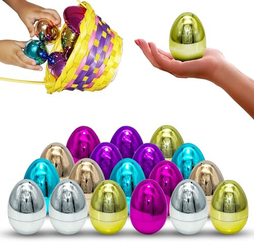 18PCS Easter Filler Eggs Easter Basket Stuffers for Easter Hunt, Plastic Empty Easter Eggs Hunt Fillable Eggs, Easter Crafts Snap-Open, Size 7.5cm