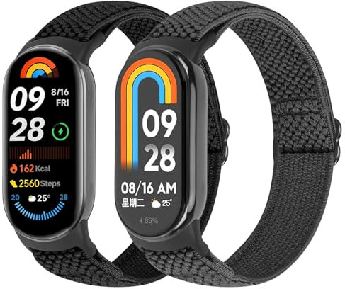TumCez Armband Kompatibel mit Xiaomi Smart Band 9 Armband/Xiaomi Smart Band 8 Armband Damen Herren, Elastisches Verstellbares Nylon Ersatzarmband für Xiaomi Mi Smart Band 9/Xiaomi Mi Smart Band 8
