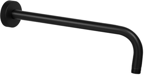 Braccio Doccia Con Flangia in Acciaio Inox 304 - Lunghezza 38 cm, Prolunga per Tubo Montata a Parete, per Bagno Fisso (Nero)