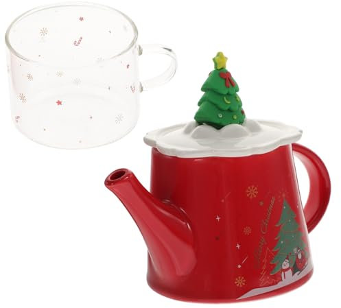 LABRIMP Ceramic Christmas Tree Tea Set Teapot Cups Bulk Mugs Home Office Perfect Christmas Present Set