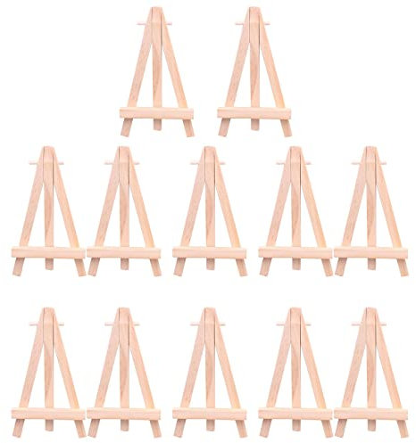 Jemcgrl Paquet de 12 Pouces Mini Chevalet D'Affichage en Bois Support de TréPied en Bois Naturel pour Afficher de Petites Toiles et Photos