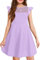Arshiner Fille Robe d'été Frou-Frou Manches Courtes Mesh A Line Casual Robes Enfants Robes de Fête avec Poches Violet 165