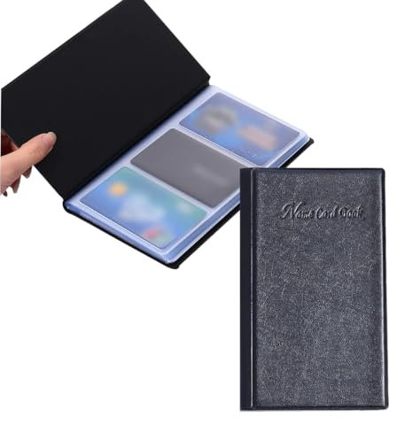 Porte carte de visite, Carte de Livre PVC Porte-nom d'organisateur de Cartes pour Le Bureau et Le Journal, 120 Cartes de Visite, Similicuir (Noir)