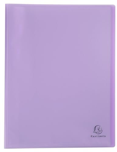 Exacompta - Réf. 88475E - Carton de 10 Protège-documents Chromaline Pastel - 40 pochettes cristal lisse - 80 vues - pour A4 - dim 24 x 32 cm - couverture en polypro recyclé translucide mauve