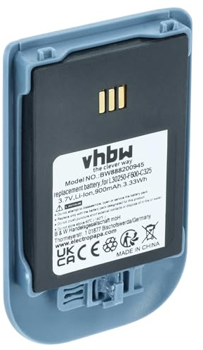 vhbw Battery Replacement for Ascom 660190, 660190/R2B, 5530000102, 660217 for Cordless Landline Telephone (900mAh, 3.7V, Li-ion) Blue Grey