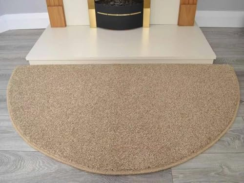 Half Moon Rug Fireplace Living Room Hearth Semi Circle Floor Rugs (Oatmeal, 70cm x 137cm)