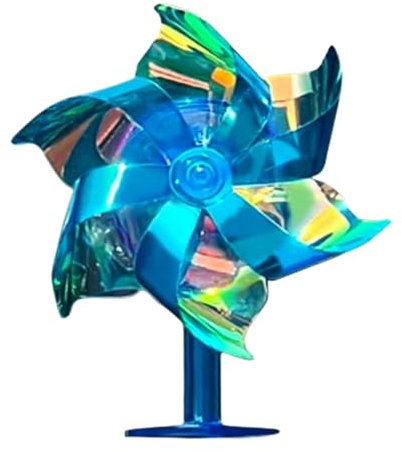 Handlebar Pinwheel, LED Windmill Spinner, Rotating Light-Up Design, Durabless and Weather-Resistant, Scooter Motorcycle Bicycles Decoration, 5.5 x 3.5 x 8 cm Blue Yellow Transparent