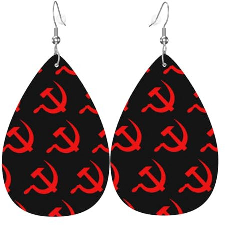 Ohrringe Eed Hammer Und Sichel Baumelnohrringe Vintage Lederohrringe Doppelseitig Ohrschmuck Für Schmuck Frauen Mädchen