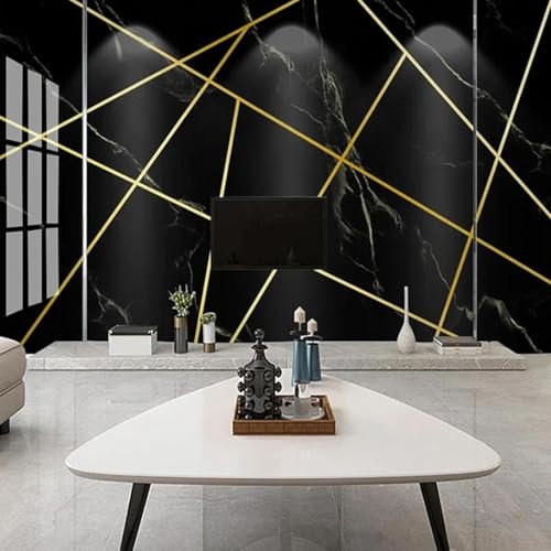 JCSMKFQ Mural 3D papel pintado geométrico de oro líneas de mármol de interior dormitorio arte de la pared decoración del hogar pintura autoadhesiva