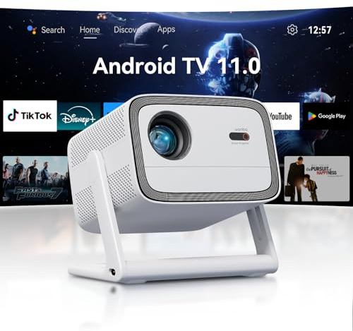 Wanbo Vali【Android TV / 900 ANSI/Rotazione di 200°】 Proiettore con Bluetooth WiFi, Messa a fuoco automatica, 1080P nativo, Proiettore intelligente con 7.000+ Apps