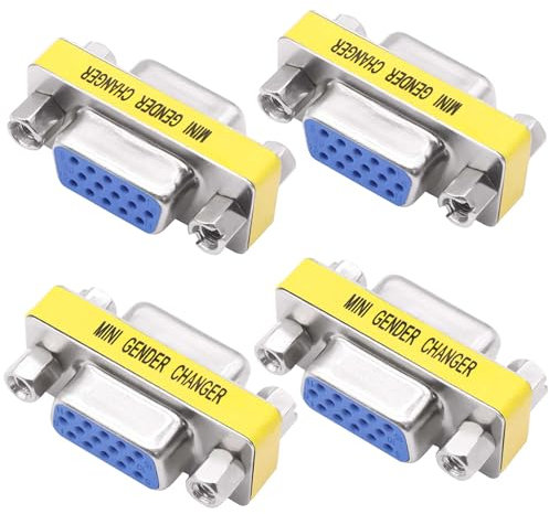YARCHONN DB15 VGA Gender Changer Coupler 15 Pin Solderless Conector Adapter Female to Female D-SUB HD 15 pin Serial Cable Coupler for PC Monitors Projectors -4pcs (Female to Female)