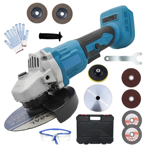 Akku-Winkelschleifer,Ersatz für Makita DGA504Z,11000U/min Bürstenloser Motor Trennschleifer, 12 Zubehörteilen,zum Schneiden und Polieren von Holz,Stein,Stahl (Ohne Akku)