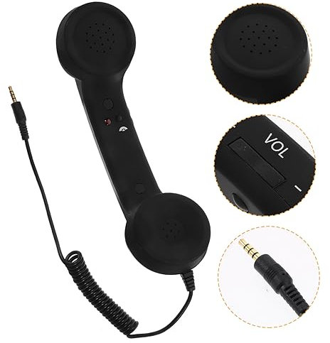 NUOBESTY Retro Telefonempfänger Klinkenstecker Verstellbarer Kompatibel mit Smartphones und Computern Strahlungsreduzierend Schwarz