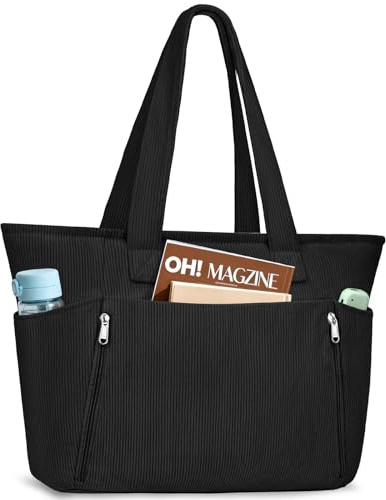 KTUEOV Handtasche Damen, Groß Shopper Tasche Damen Leicht Cord Tote Bag Schultertasche Damen 15,6 Zoll Laptoptasche Beuteltasche Lehrertasche mit Vielen Fächern für Uni Büro Arbeit Reisen