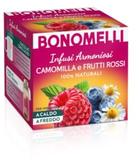 Bonomelli - Infusi Armoniosi - Camomilla e Frutti Rossi, Confezione da 12 filtri - Infusione a Caldo e a Freddo, Ingredienti 100% Naturali, Senza Zuccheri e Senza Calorie (24g)