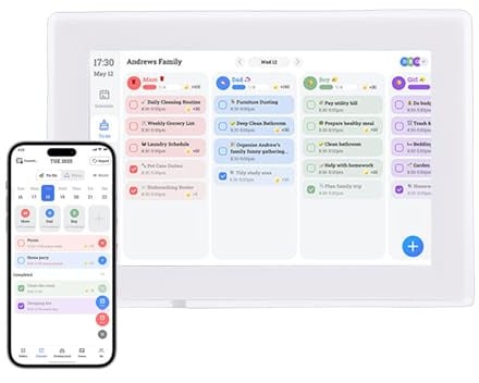GOWENIC 10,1-Zoll-WLAN-Digitalkalender und Aufgabentabelle, Interaktives Touchscreen-Display für Familienpläne und Essensplaner, Integrierter 32-GB-Speicher (EU)