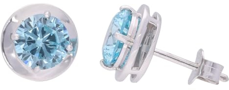 trendor Damen-Ohrringe 925 Silber Zirkonia-Ohrstecker Hellblau 21362-03