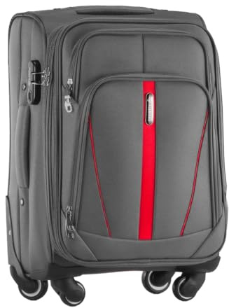 Diamond Weichschalen-Kabinenkoffer S 20 – Grau, Codura 1200D, 360° Rollen, Zahlenschloss, Erweiterbar, 40–50 L, Leicht & Robust