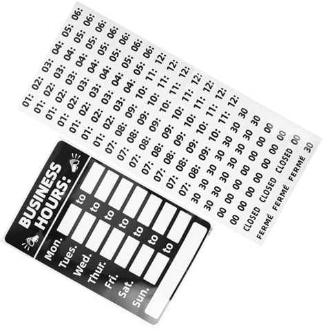 PACKOVE Panneaux D'horaires D'ouverture de Magasin Réutilisables en Pvc Effaçable, Lot de 2 Set de Étiquettes Adhésives pour Vitres et Portes, Signalisation Variable pour Commerces,