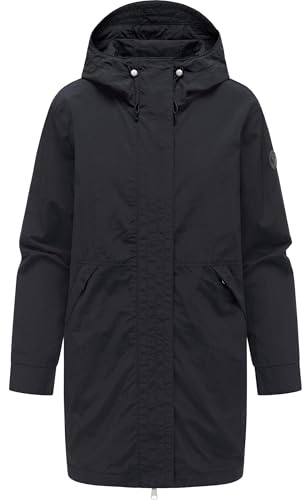 Ragwear Damen lange Übergangsjacke leichter Oversize-Parka mit verstellbarer Kapuze und Schlüsselanhänger Lamyja A XS-XXL