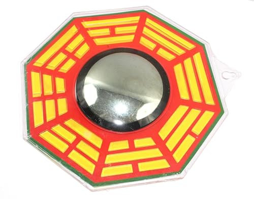 Porter Feng Shui Traditionelle Vastu Bagua Spiegel 22,9 cm – Rot, Grün, Golden konvex Wand Aufhängern für positive Energie, Schutz vor bösen, viel Glück.