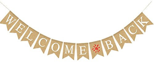 BESTOYARD Welcome Back Bunting Banner dekorative Sackleinen Banner für Party Festival Feier, zurück zu Schule Dekoration, Familie Aktivitäten Banner