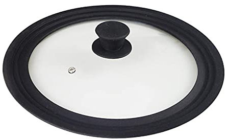 Coperchi universali di ricambio in vetro silicone per pentole, padelle, pentole (nero, 34 cm)