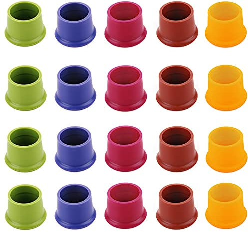 Lot de 20 bouchons de bouteille de vin réutilisables en silicone pour vin, champagne, bière, boissons gazeuses, 5 couleurs