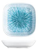 H&H Neptune Piattino Quadro in Porcellana, 10cm, Design Moderno ed Elegante, Blu Sfumato