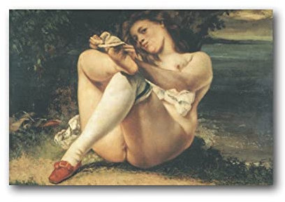 Gustave Courbet Woman in White Strümpfe, Poster, Kunst, Wandbild, Leinwand, Poster, moderne Schlafzimmerdekoration, 30 x 45 cm