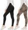 AMIYOYO 2er Pack Leggings für Damen High Waist Leggins Blickdicht Elastische Bauchweg Hosen Weiche Sporthose für Yoga Fitness Outdoor Freizeit(Leopardenmuster*2,S-M=DE34-40)