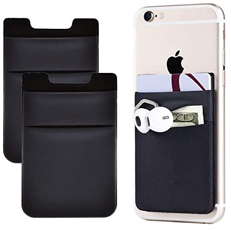 SHULLIN 2 STK Fach Handy Kartenhalter Smartphone Kartenhalter Haftendes Kartenfach Kartenhalter Handy zum Aufkleben Klebekartenhalter Zwei Taschen für magsafe Wallet Schwarz