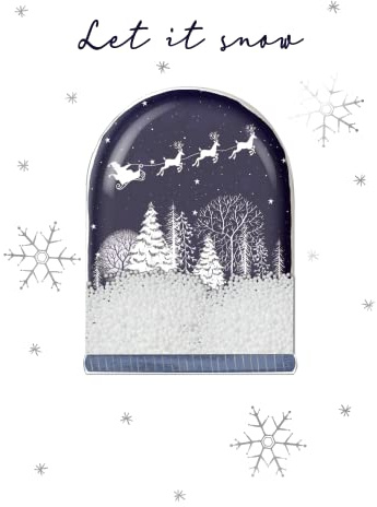 Festive Snow Globe Let It Snow Hand-Finished Foiled Christmas Card Xmas Cards XAG007