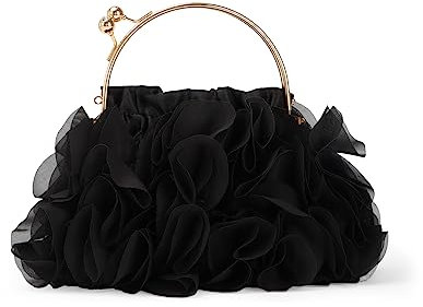 LUI SUI Women Floral Clutch Purses Soft Satin Flower Evening Bag Party Prom Purses