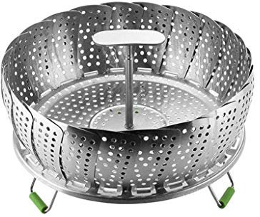 OQHAIR Cesta de Vapor de Acero Inoxidable, Malla Plegable para Alimentos, Olla para Verduras, vaporera, Herramienta de Cocina Extensible, Cesta para cocinar