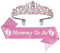 GDTO8820 Mommy to Be Krone und Schärpe, Babyparty-Dekorationen, Rosa Glitzer, Tiara und Schärpe Set für Gilr