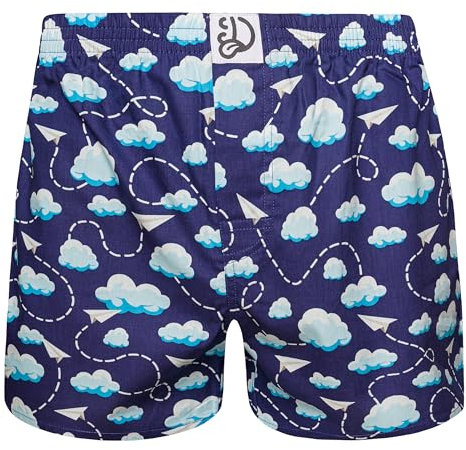 Dedoles Boxer Homme & Garçon sous-vêtements Caleçon Coton Beaucoup Designs Amusants, Couleur: Bleu, désign: Avions en Papier et Nuages (caleçons), Taille: L