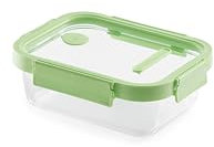 Lékué Recipiente hermético de vidrio para conservar/congelar alimentos, 1050 ml, rectangular