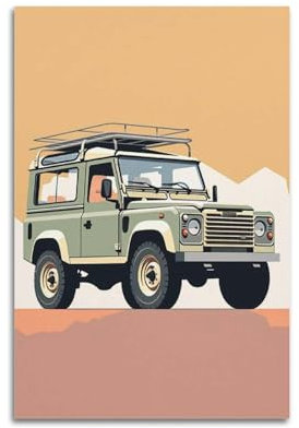LADV Vintage Hardcore Offroad SUV Poster Allradantrieb Defender Dekorative Malerei Leinwand Wandkunst Bild 60 x 90 cm