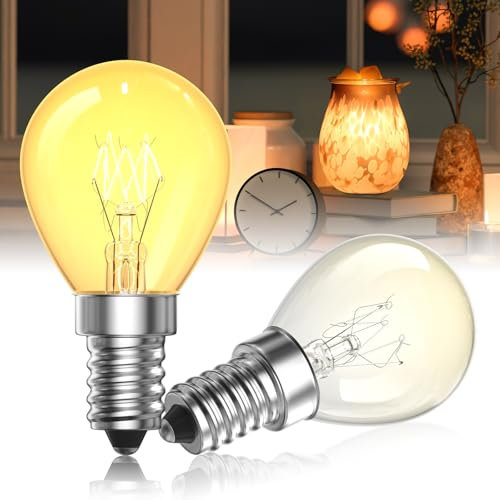 HeatingLux 2 Stück E14 Glühbirne Salzlampe Warmweiß 2500K, Dimmbar E14 26W Duftlampe Glühbirne für Salzkristalllampe, Salzsteinlampe, Salzlampe, Nachtlicht, Duftlampe