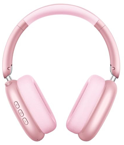 Wentronic Y01 Wireless Over Ear Headphones, Noise Canceling Bluetooth 5.3 Headphones with Microphones,Hi-Res Audio,48H Playtime,Foldable,Breathable Soft Earpads for iOS/Android/Samsung/PC-Pink
