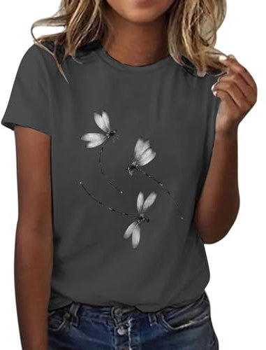 MJGkhiy Maglietta Donna Manica Corta Cotone Bianca T Shirt con Stampa Elegante Girocollo Magliette Curvy Firmate Tshirt Divertenti Palestra Maglie Estive Basic Tee Top Sportiva Taglie Forti