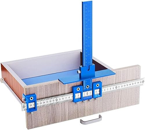 Cabinet Hardware Jig - Precision Drilling Guide Tool for Cabinet Door/Drawer Handle & Knob Installation with 3 Drill Bits & Auto Punch, Hardware Jig for Woodworkers DIY (ABS)