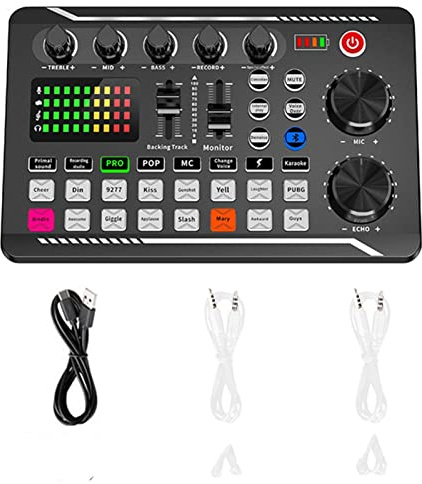 Live Sound Card Audio Mixer,Soundboard,Podcast Audio Interface w/DJ Mixer Effects,Universal Bluetooth Stereo Voice Changer Phone Computer Sound Card for Streaming PC Recording Studio Gaming