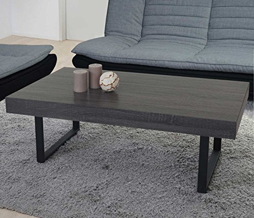 Couchtisch Kos T576, Wohnzimmertisch, 40x110x60cm MVG-Zertifiziert - Schwarze Eiche-Optik, dunkle Metall-Füße