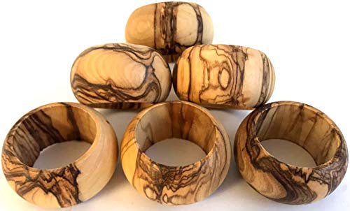 Bethlehem Olivenholz Serviette Ringe – Set von 6 (Ring ist 4,6 cm im Durchmesser und 2,3 cm hoch)