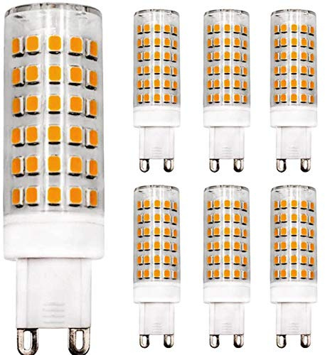ZHENMING G9 Dimmable LED Bulb 9W Equivalent 80W Halogen Bulb Warm White 3000K,220V-240V, 6-Pack